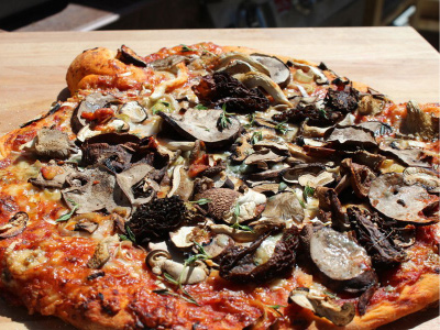 Wild Mushroom Pizza with Leeks and Gorgonzola